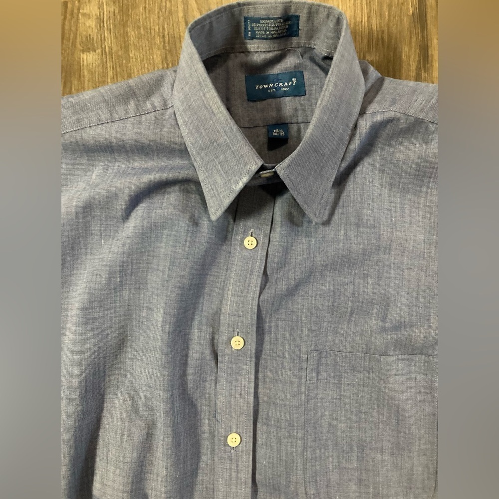 Towncraft Blue Button Down Shirt 16.5/34-35